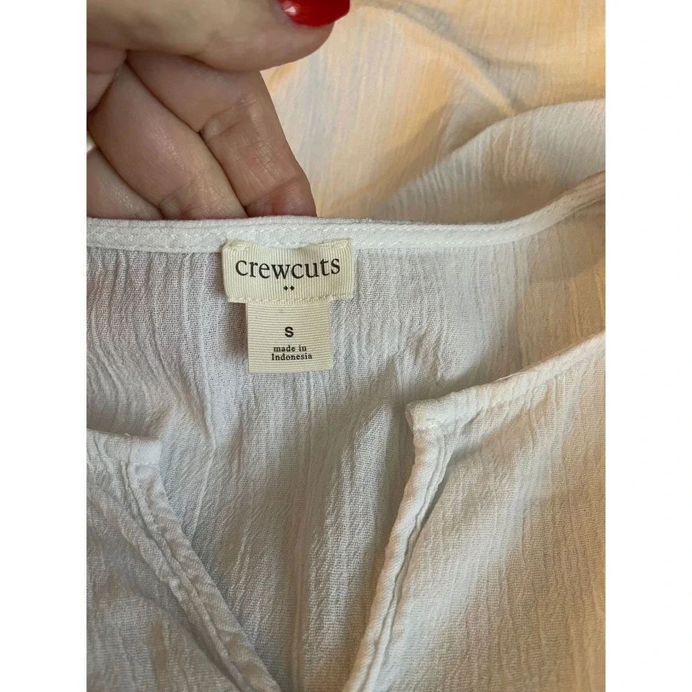 Crewcuts Girls White Dress/Coverup Size S‎ Short Sleeve Colorful Trim Cotton
